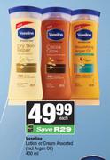 Vaseline Lotion Or Cream Assorted (Incl.Argan Oil)-400ml Each