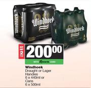 Windhoek Draught Or Lager Handies 6 x 440ml Or Cans 6 x 500ml-For 2