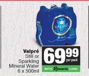 Valpre Still Or Sparkling Mineral Water-6 x 500ml Per Pack