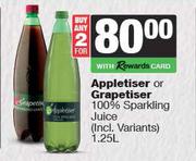 Appletiser Or Grapetiser 100% Sparkling Juice (Incl.Variants)-For 2 x 1.25L