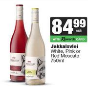 Jakkalsvlei White, Pink Or Red Moscato-750ml Each