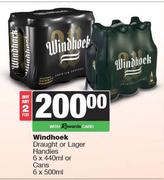 Windhoek Draught Or Lager Handies 6 x 440ml Or Cans 6 x 400ml-For Any 2