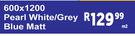 600 x 1200 Pearl White/Grey Blue Matt-Per Sqm