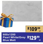 600 x 1200 Pearl White/Grey Blue Matt-Per Sqm