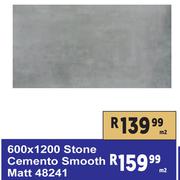 600 x 1200 Stone Cemento Smooth Matt 48241-Per Sqm