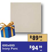 600 x 600 Ivory Porc-Per Sqm