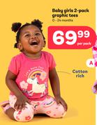 Baby Girls 2 Pack Graphic Tees 0-24 Months-Per Pack