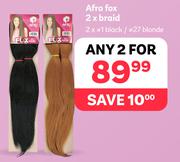 Afro Fox 2 x Braid/2 x 1 Black/27 Blonde-For 2