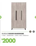 Bursa 3 Door Wardrobe Bedroom 1050 x 460 x 1905mm 1-258