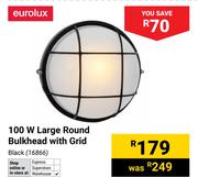 Eurolux 100W Large Round Bulkhead With Grid (Black) 16866