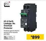 CBI 63A Earth Leakage No Overload Protector 631985