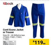 Beck Conti Econo Jacket Or Trouser-Each