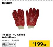 Hennox 10 Pack PVC knitted Wrist Gloves-Per Pack
