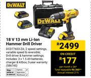 Dewalt 18V 13mm Li-Ion Hammer Drill Driver