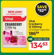 Vital Cranberry 12 500mg 30 Softgel Capsules