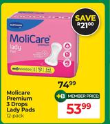 Molicare Premium 3 Drops Lady Pads 12 Pack
