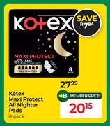 Kotex Maxi Protect All Nighter Pads 8 Pack