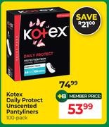 Kotex Daily Protect Unscented Pantyliners 100 Pack