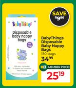 Baby Things Disposable Baby Nappy Bags 150 Bags