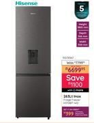 Hisense 263Ltr Inox Fridge Freezer H370BIT-WD