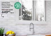 Subway Vera Bianco Glossy Ceramic Wall Tile 75 x 300mm-Per Sqm