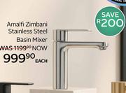 Amalfi Zimbani Stainless Steel Basin Mixer-Each