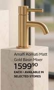 Amalfi Komati Matt Gold Basin Mixer-Each