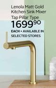 Lenola Matt Gold Kitchen Sink Mixer Tap Pillar Type-Each