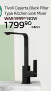 Tivoli Caserta Black Pillar Type Kitchen Sink Mixer-Each