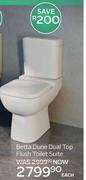 Betta Dune Dual Top Flush Toilet Suite-Each