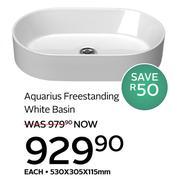 Aquarius Freestanding White Basin 530 x 305 x 115mm-Each