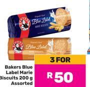 Bakers Blue Label Marie Biscuits Assorted-For 3 x 200g