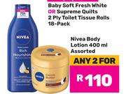 Nivea Body Lotion Assorted-For Any 2 x 400ml