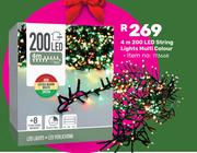 4m 200 LED String Lights Multi Colour