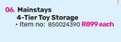 Mainstays 4 Tier Toy Storage-Each