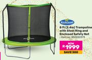 Bouceking 8 Ft (2.4m) Trampoline With Steel Ring & Enclosed Safety Net