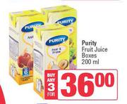 Purity Fruit Juice Boxes-For 3 x 200ml