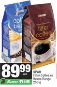 Spar Filter Coffee Or Beans Range-250g Each