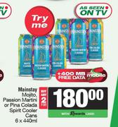 Mainstays Mojito,Passion Martini Or Pina Colada Spirit Cooler Cans-For 2 x 6 x 440ml