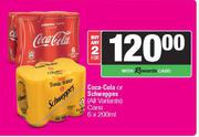 Coca Cola Or Schweppes Cans-For 2 x 6 x 200ml