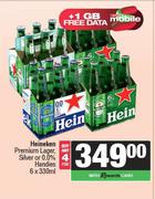 Heineken Premium Lager, Silver Or 0.0% Handies-For 4 x 6 x 330ml