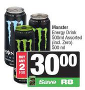 Monster Energy Drink (Including Zero) Assorted-For Any 2 x 500ml