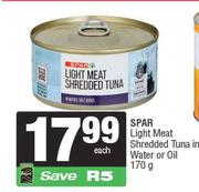Spar Light Meat Shredded Tuna In Water Or Oil-170g Each