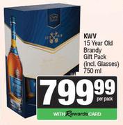 KWV 15 Year Old Brandy Gift Pack (Incl.Glasses)-750ml Per Pack