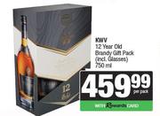 KWV 12 Year Old Brandy Gift Pack (Incl.Glasses)-750ml Per Pack