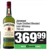 Jameson Triple Distilled Blended Irish Whisky-750ml Each