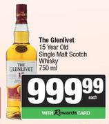 The Glenlivet 15 Year Old Single Malt Scotch Whisky-750ml Each