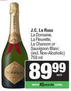 J.C.Le Roux La Domaine,La Fleurette,La Chanson Or Sauv Blanc-750ml Each
