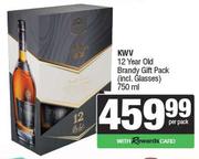KWV 12 Year Old Brandy Gift Pack (Incl. Glasses)-750ml Per Pack