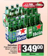 Heineken Premium Lager, Silver Or 0.0% Handies-For 4 x 6 x 330ml